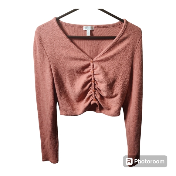 Abound Dusty rose  Long Sleeve Crop Sweater Size M - Picture 1 of 4
